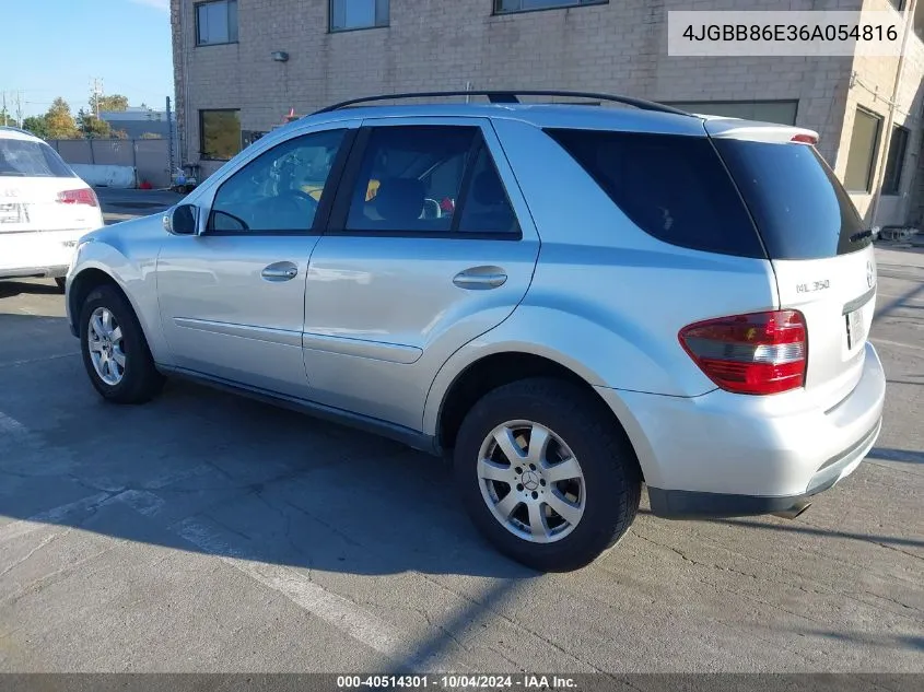 2006 Mercedes-Benz Ml 350 4Matic VIN: 4JGBB86E36A054816 Lot: 40514301