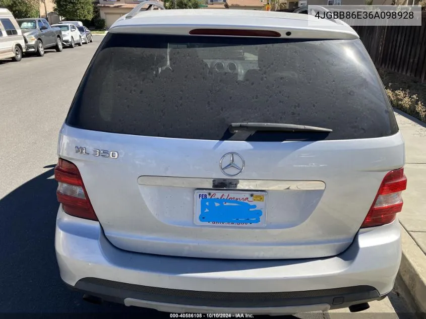 2006 Mercedes-Benz Ml 350 4Matic VIN: 4JGBB86E36A098928 Lot: 40586108