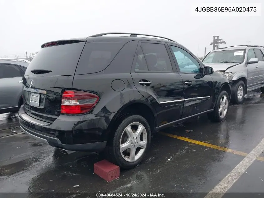 2006 Mercedes-Benz Ml 350 4Matic VIN: 4JGBB86E96A020475 Lot: 40684524