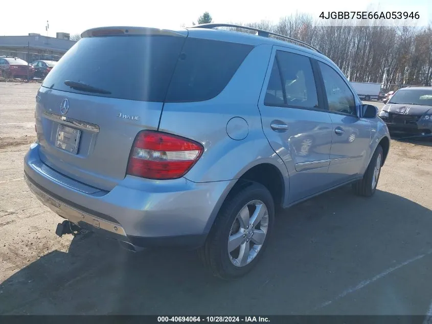 2006 Mercedes-Benz Ml 500 4Matic VIN: 4JGBB75E66A053946 Lot: 40694064