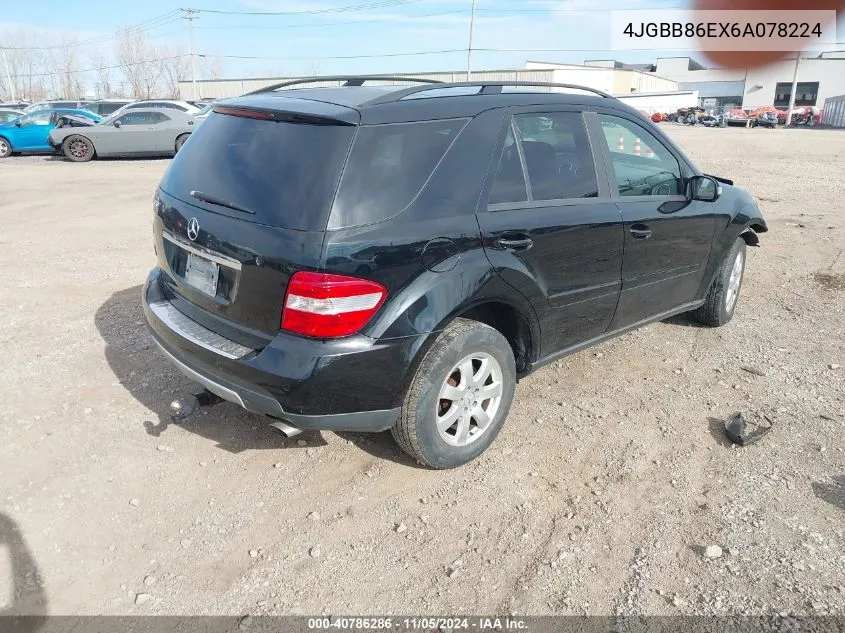 2006 Mercedes-Benz Ml 350 4Matic VIN: 4JGBB86EX6A078224 Lot: 40786286