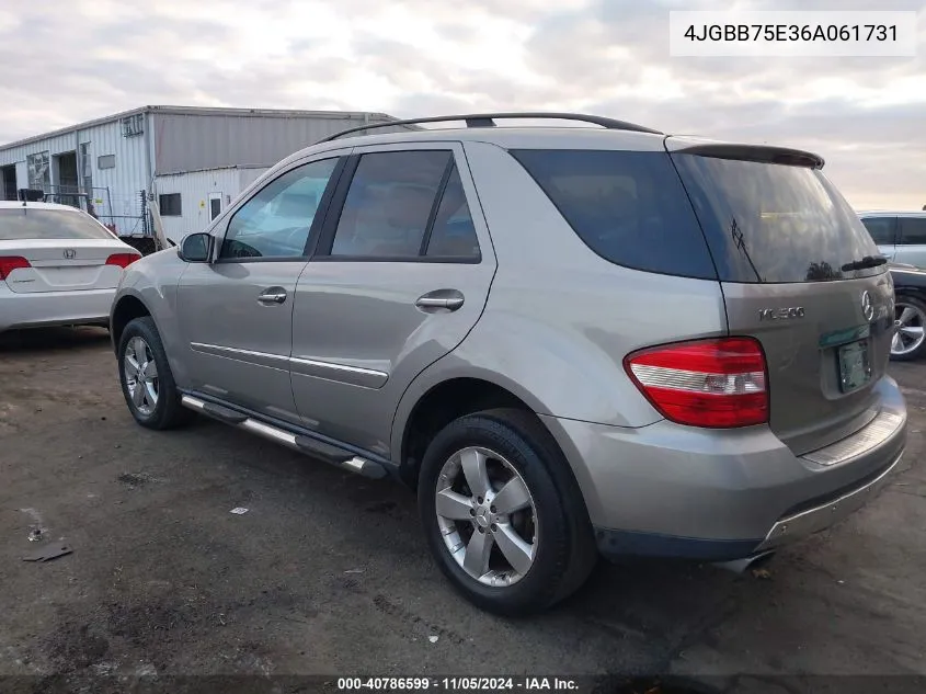 2006 Mercedes-Benz Ml 500 4Matic VIN: 4JGBB75E36A061731 Lot: 40786599