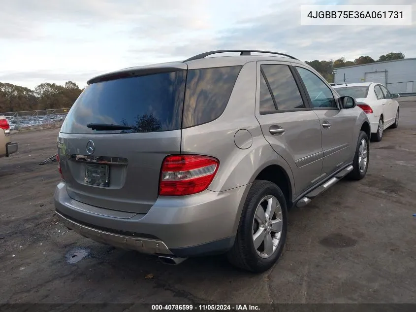 2006 Mercedes-Benz Ml 500 4Matic VIN: 4JGBB75E36A061731 Lot: 40786599