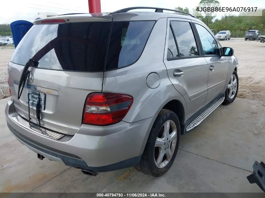 2006 Mercedes-Benz Ml 350 4Matic VIN: 4JGBB86E96A076917 Lot: 40794793