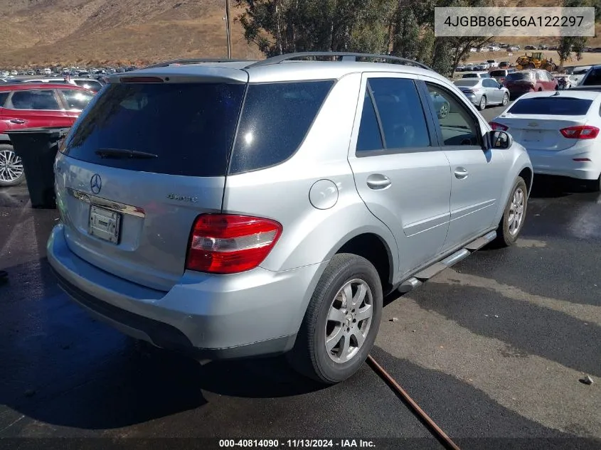 2006 Mercedes-Benz Ml 350 4Matic VIN: 4JGBB86E66A122297 Lot: 40814090