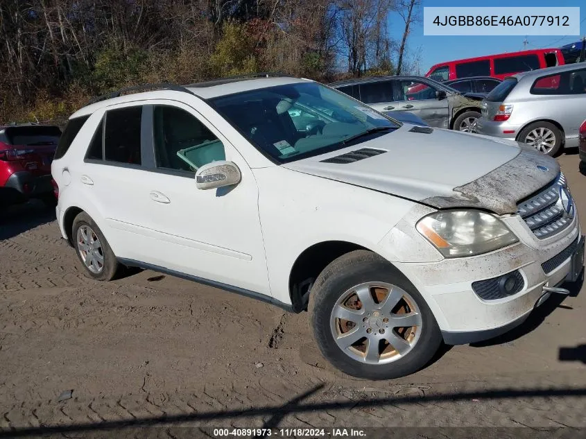 2006 Mercedes-Benz Ml 350 4Matic VIN: 4JGBB86E46A077912 Lot: 40891973