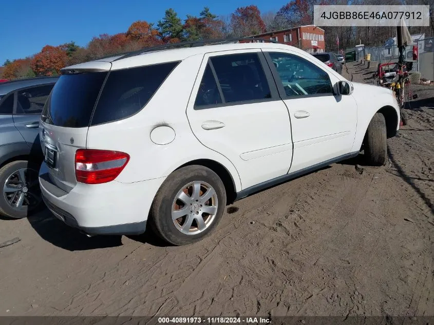 2006 Mercedes-Benz Ml 350 4Matic VIN: 4JGBB86E46A077912 Lot: 40891973