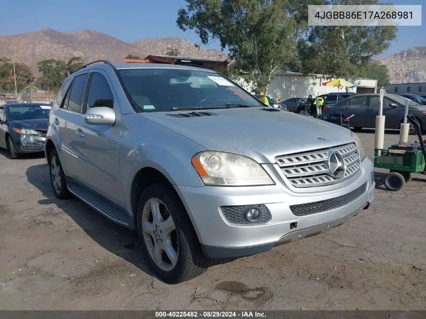 2007 Mercedes-Benz Ml 350 4Matic VIN: 4JGBB86E17A268981 Lot: 40225482