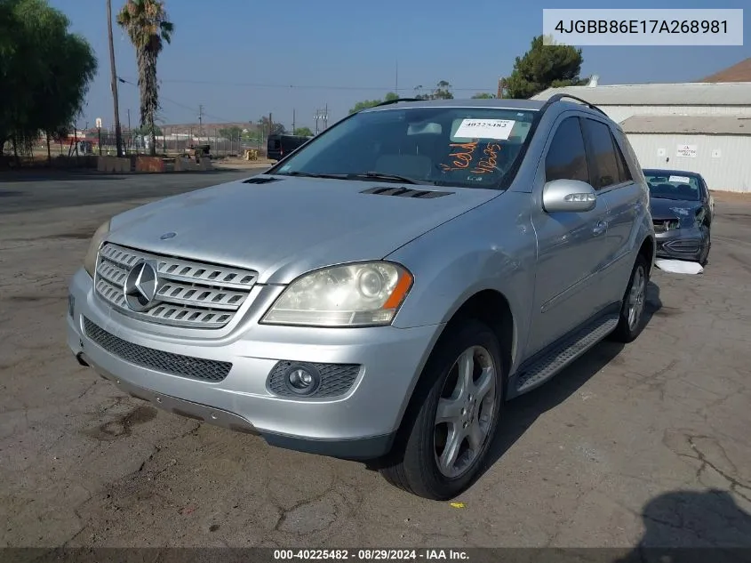 2007 Mercedes-Benz Ml 350 4Matic VIN: 4JGBB86E17A268981 Lot: 40225482