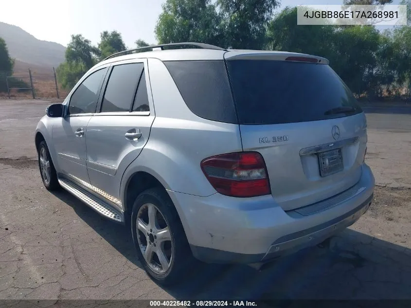 2007 Mercedes-Benz Ml 350 4Matic VIN: 4JGBB86E17A268981 Lot: 40225482