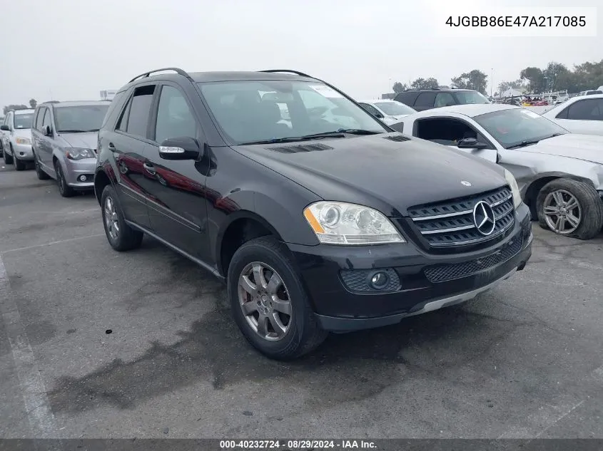 2007 Mercedes-Benz Ml 350 4Matic VIN: 4JGBB86E47A217085 Lot: 40232724