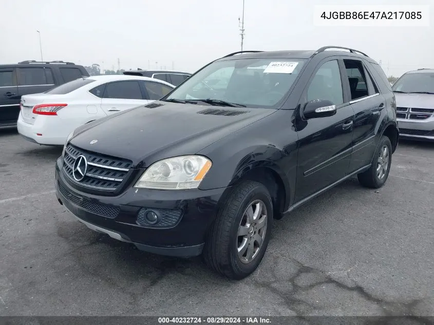 2007 Mercedes-Benz Ml 350 4Matic VIN: 4JGBB86E47A217085 Lot: 40232724