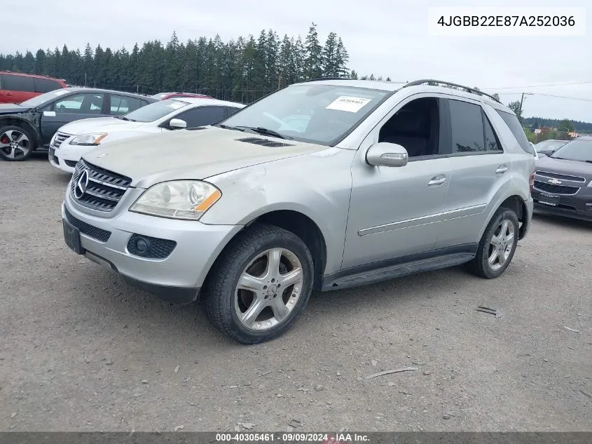 2007 Mercedes-Benz Ml 320 Cdi 4Matic VIN: 4JGBB22E87A252036 Lot: 40305461