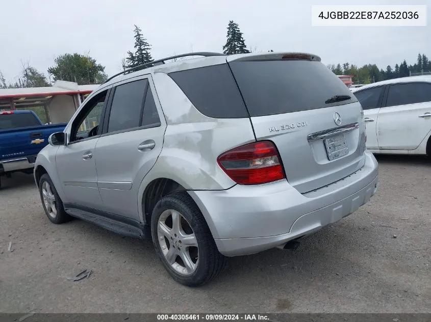 2007 Mercedes-Benz Ml 320 Cdi 4Matic VIN: 4JGBB22E87A252036 Lot: 40305461