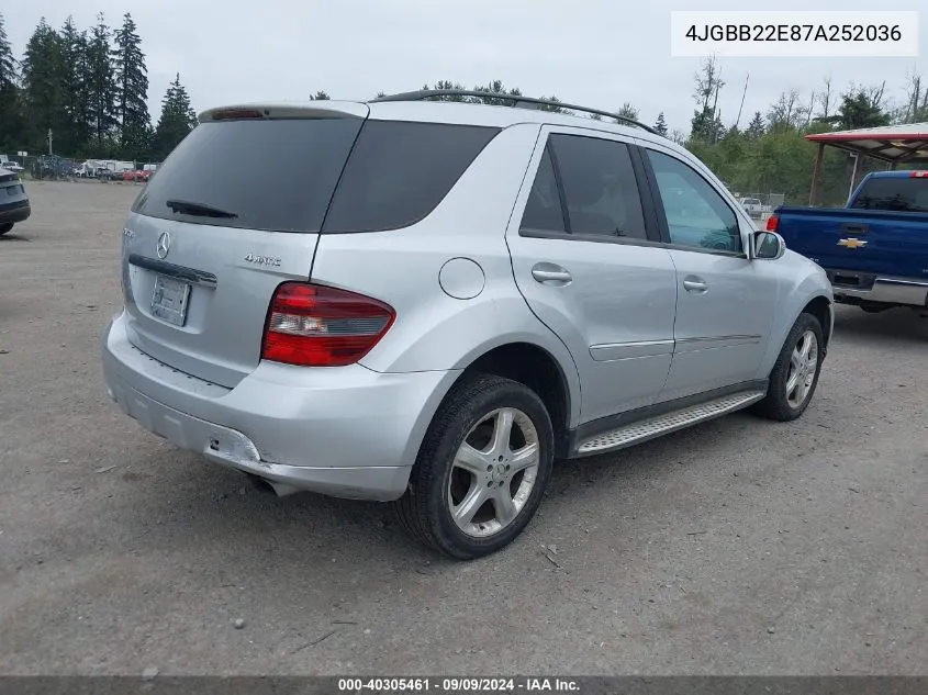 2007 Mercedes-Benz Ml 320 Cdi 4Matic VIN: 4JGBB22E87A252036 Lot: 40305461