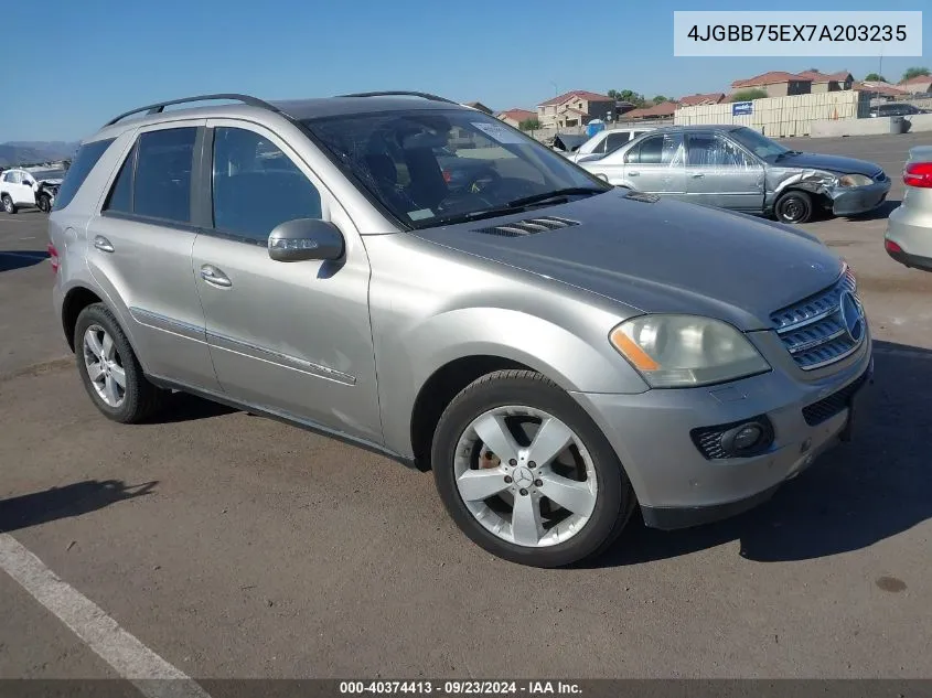 2007 Mercedes-Benz Ml 500 VIN: 4JGBB75EX7A203235 Lot: 40374413