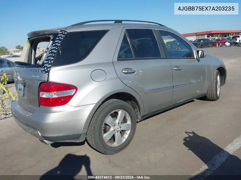 2007 Mercedes-Benz Ml 500 VIN: 4JGBB75EX7A203235 Lot: 40374413