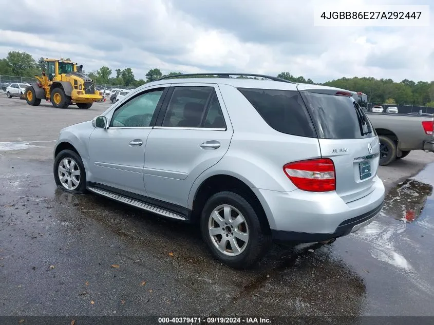 2007 Mercedes-Benz Ml 350 4Matic VIN: 4JGBB86E27A292447 Lot: 40379471