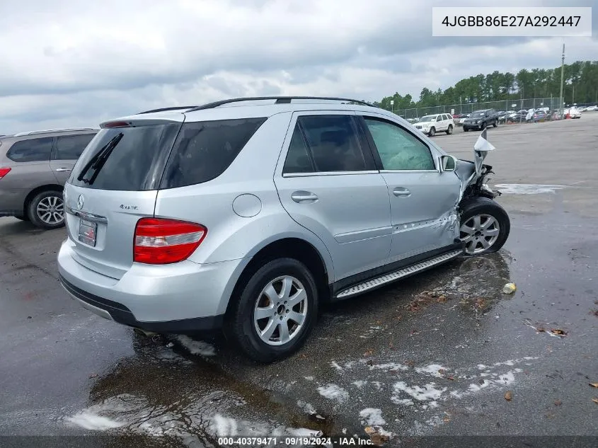 2007 Mercedes-Benz Ml 350 4Matic VIN: 4JGBB86E27A292447 Lot: 40379471