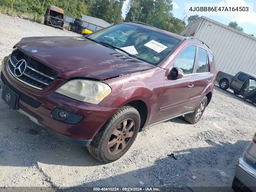 2007 Mercedes-Benz Ml 350 4Matic VIN: 4JGBB86E47A164503 Lot: 40410224