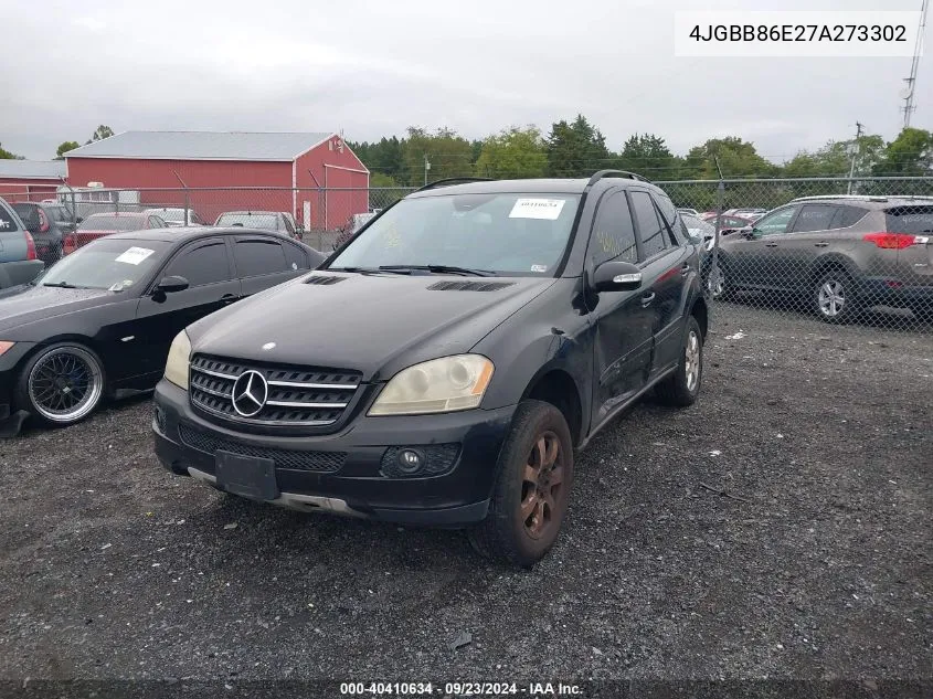 2007 Mercedes-Benz Ml 350 4Matic VIN: 4JGBB86E27A273302 Lot: 40410634