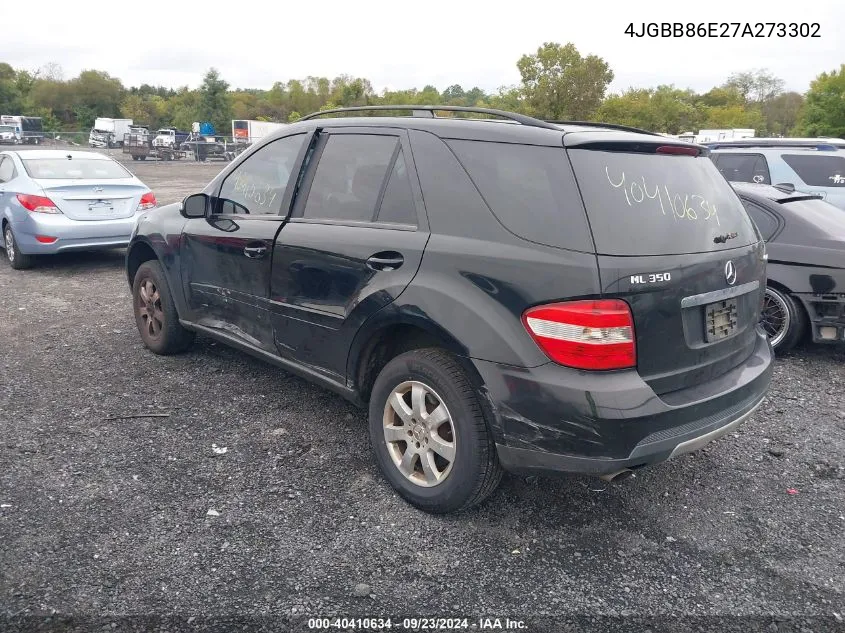 2007 Mercedes-Benz Ml 350 4Matic VIN: 4JGBB86E27A273302 Lot: 40410634