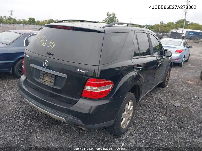 2007 Mercedes-Benz Ml 350 4Matic VIN: 4JGBB86E27A273302 Lot: 40410634