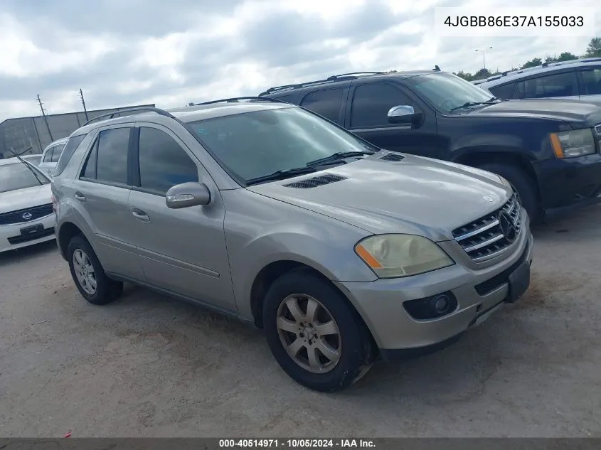 2007 Mercedes-Benz Ml 350 4Matic VIN: 4JGBB86E37A155033 Lot: 40514971