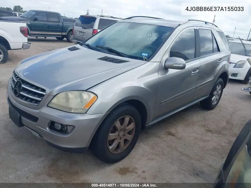 2007 Mercedes-Benz Ml 350 4Matic VIN: 4JGBB86E37A155033 Lot: 40514971