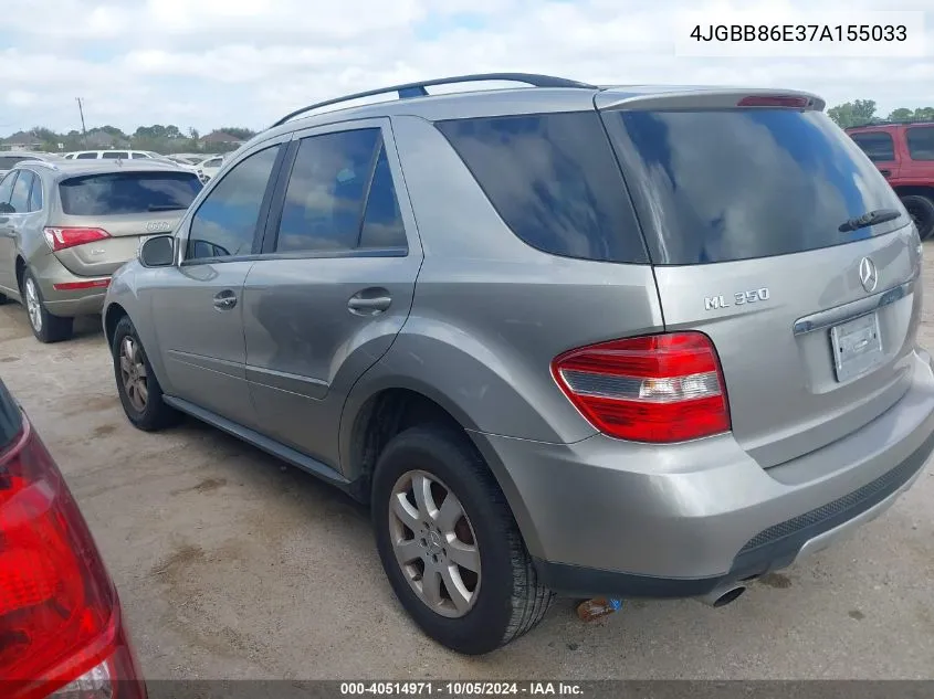 2007 Mercedes-Benz Ml 350 4Matic VIN: 4JGBB86E37A155033 Lot: 40514971