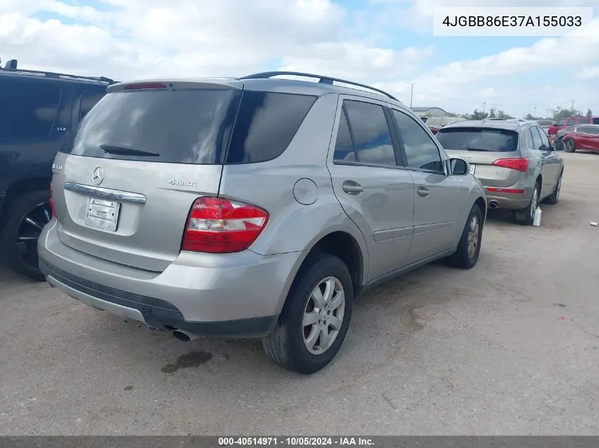 2007 Mercedes-Benz Ml 350 4Matic VIN: 4JGBB86E37A155033 Lot: 40514971