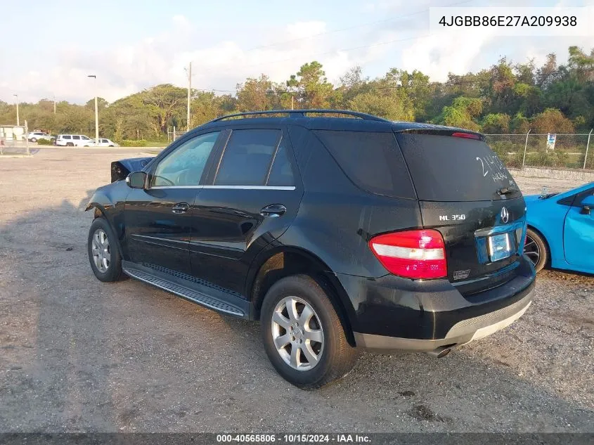 2007 Mercedes-Benz Ml 350 4Matic VIN: 4JGBB86E27A209938 Lot: 40565806