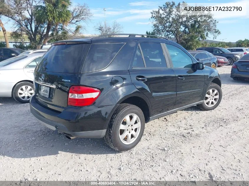 2007 Mercedes-Benz Ml 350 4Matic VIN: 4JGBB86E17A232790 Lot: 40693404