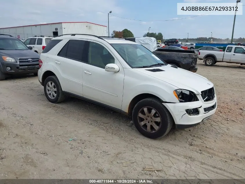 2007 Mercedes-Benz Ml 350 4Matic VIN: 4JGBB86E67A293312 Lot: 40711844