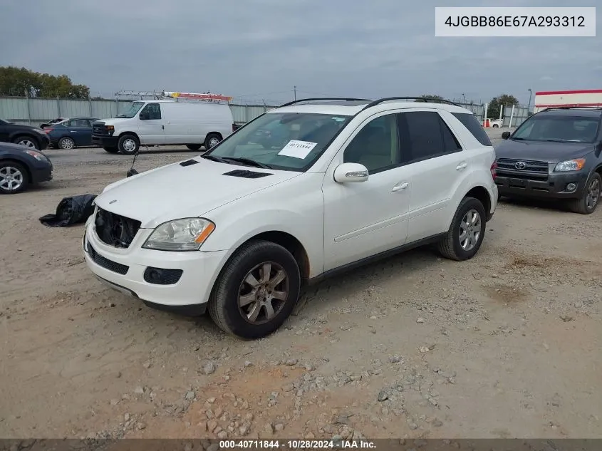 2007 Mercedes-Benz Ml 350 4Matic VIN: 4JGBB86E67A293312 Lot: 40711844