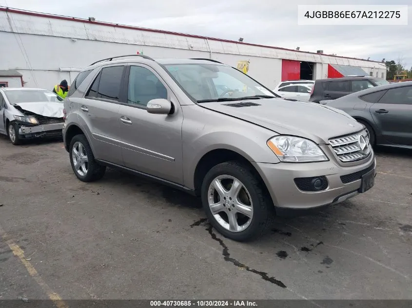 2007 Mercedes-Benz Ml 350 4Matic VIN: 4JGBB86E67A212275 Lot: 40730685