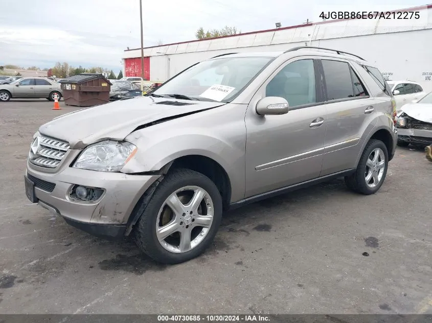 2007 Mercedes-Benz Ml 350 4Matic VIN: 4JGBB86E67A212275 Lot: 40730685