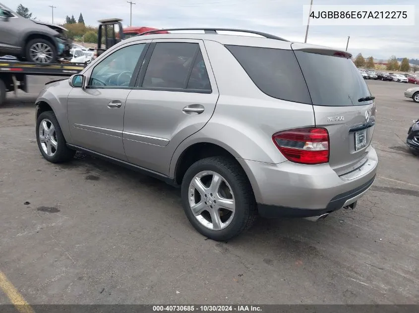 2007 Mercedes-Benz Ml 350 4Matic VIN: 4JGBB86E67A212275 Lot: 40730685