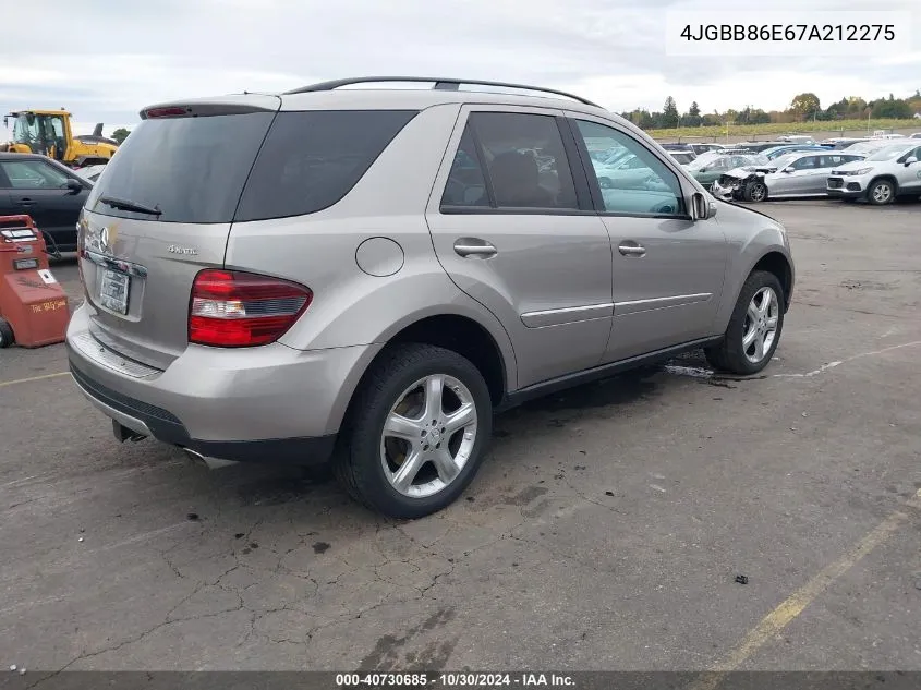 2007 Mercedes-Benz Ml 350 4Matic VIN: 4JGBB86E67A212275 Lot: 40730685