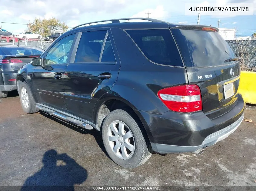 2007 Mercedes-Benz Ml 350 4Matic VIN: 4JGBB86E97A153478 Lot: 40837816