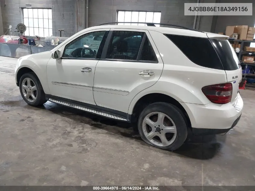 2008 Mercedes-Benz Ml 350 4Matic VIN: 4JGBB86E18A349156 Lot: 39664975