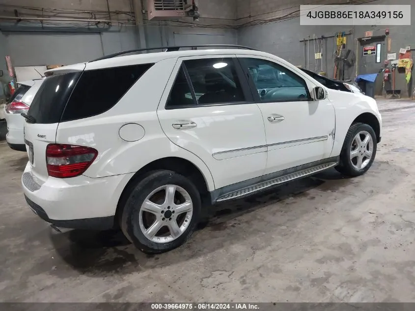 2008 Mercedes-Benz Ml 350 4Matic VIN: 4JGBB86E18A349156 Lot: 39664975