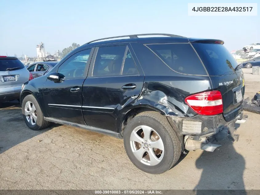 2008 Mercedes-Benz Ml 320 Cdi 4Matic VIN: 4JGBB22E28A432517 Lot: 39810083