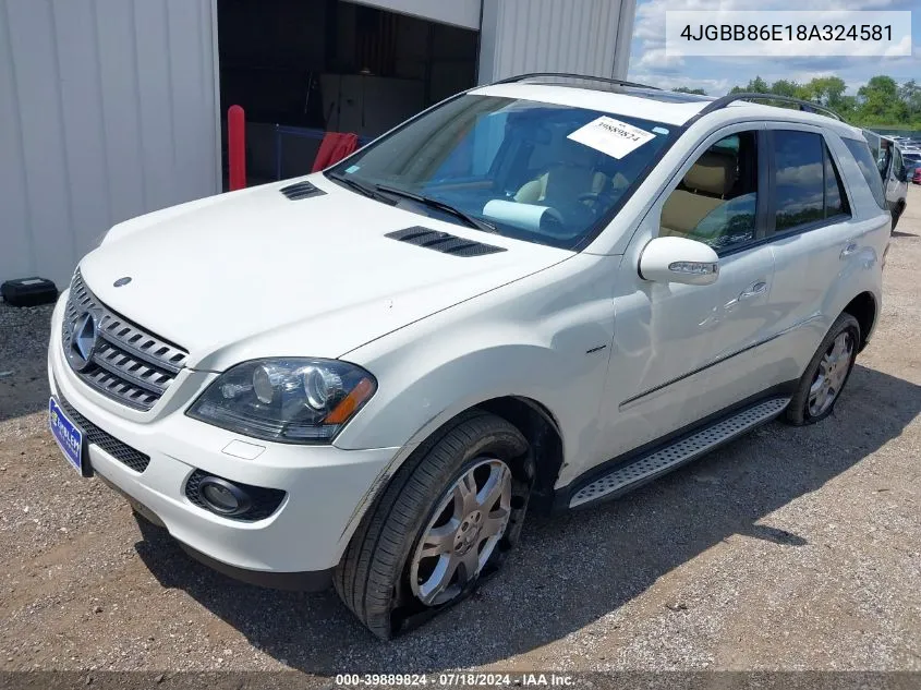 2008 Mercedes-Benz Ml 350 4Matic VIN: 4JGBB86E18A324581 Lot: 39889824