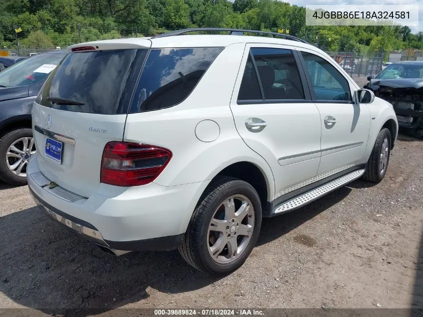 2008 Mercedes-Benz Ml 350 4Matic VIN: 4JGBB86E18A324581 Lot: 39889824