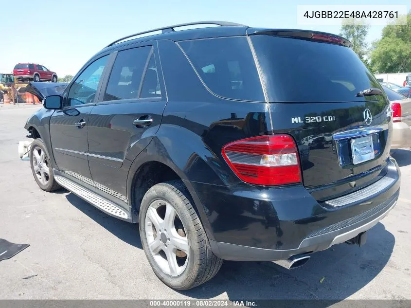 2008 Mercedes-Benz Ml 320 Cdi 4Matic VIN: 4JGBB22E48A428761 Lot: 40000119