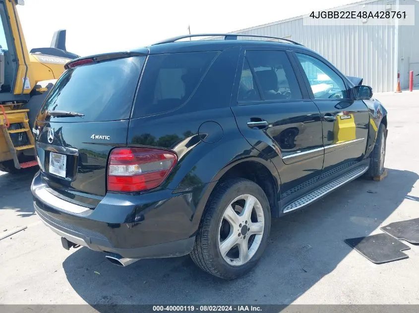 2008 Mercedes-Benz Ml 320 Cdi 4Matic VIN: 4JGBB22E48A428761 Lot: 40000119