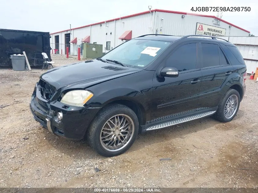 2008 Mercedes-Benz Ml 550 4Matic VIN: 4JGBB72E98A298750 Lot: 40176659