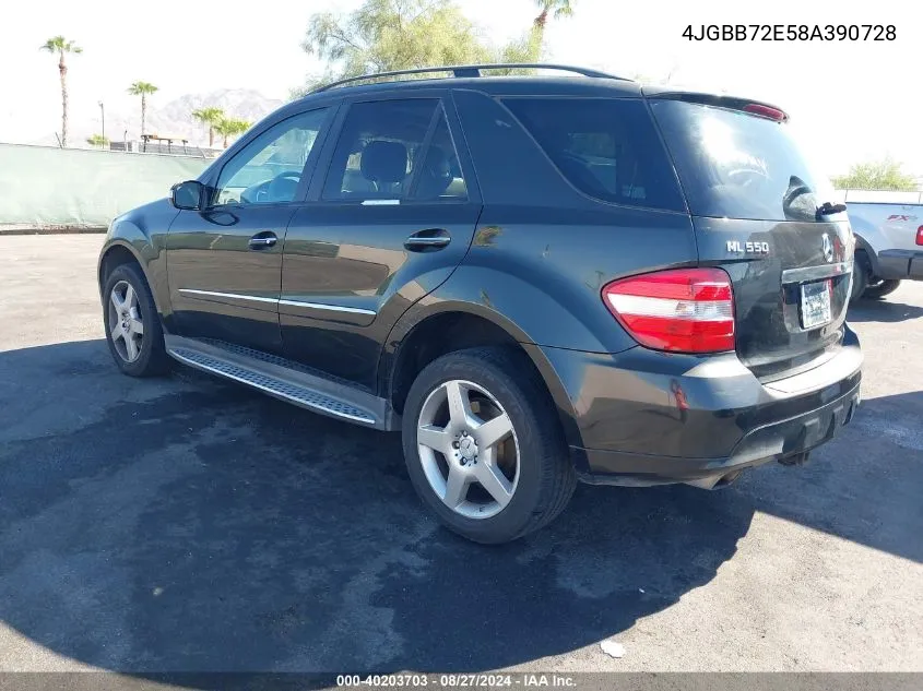 2008 Mercedes-Benz Ml 550 4Matic VIN: 4JGBB72E58A390728 Lot: 40203703