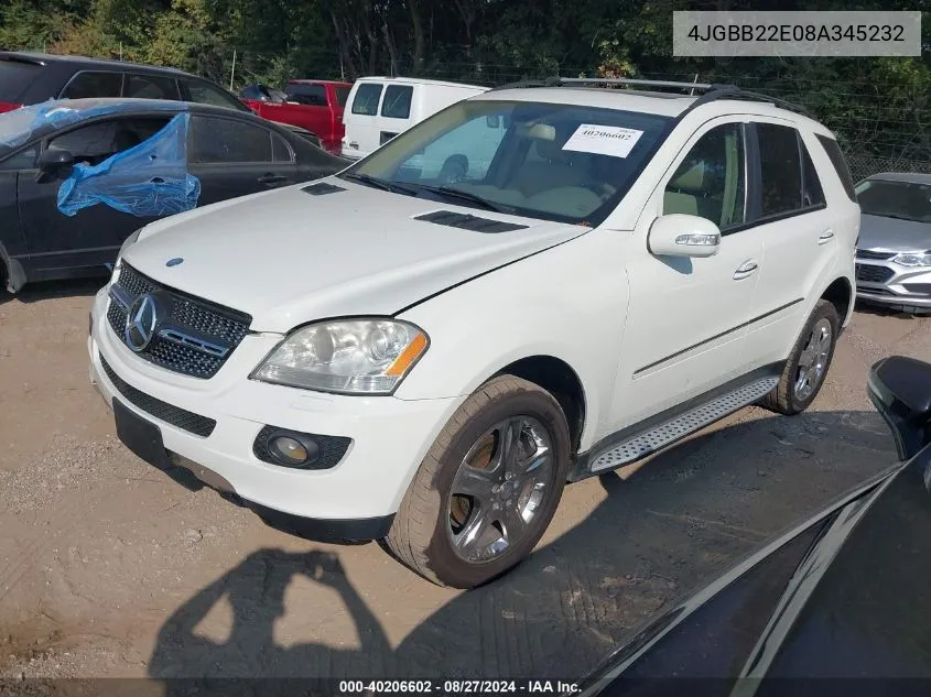 2008 Mercedes-Benz Ml 320 Cdi 4Matic VIN: 4JGBB22E08A345232 Lot: 40206602